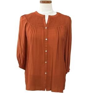 NWT Nanette Lepore Puff Sleeve Blouse SIZE S Flounce Boho Cowgirl Peasant Button